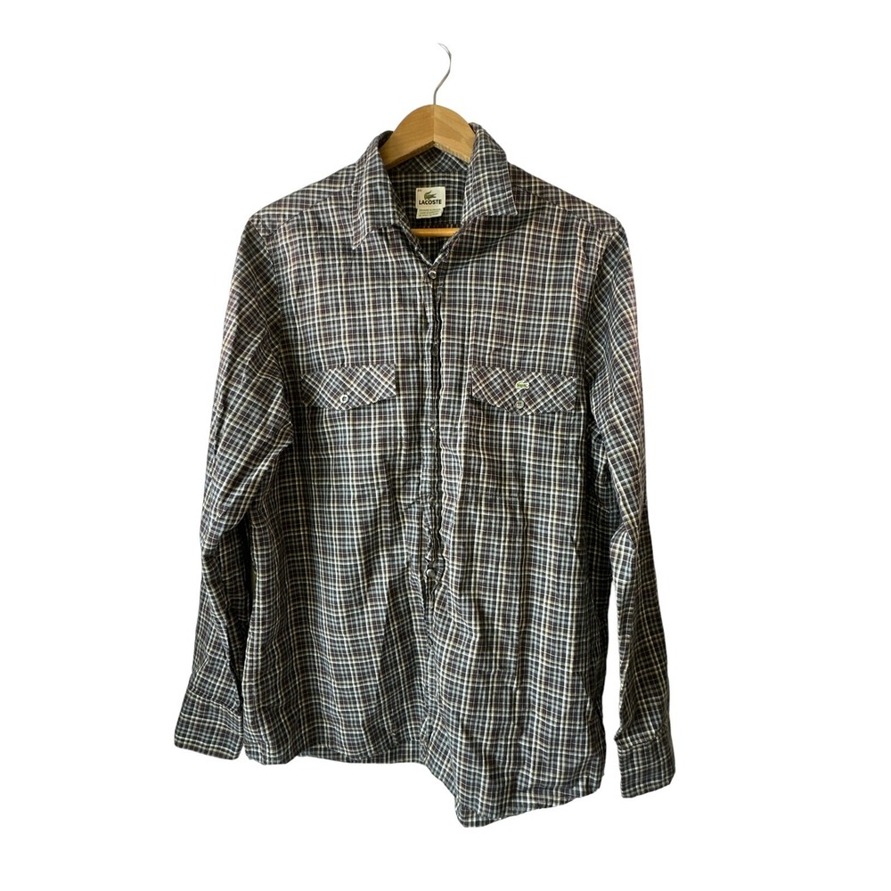 Lacoste Vintage Mens Long Sleeve Button Up Size 44